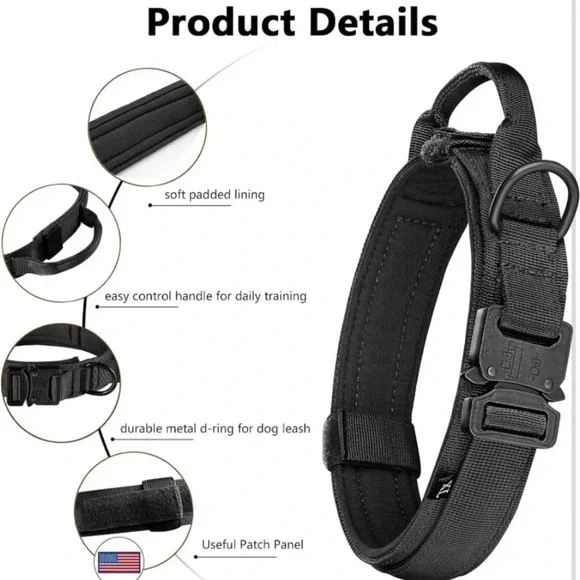 Tactical Dog Collar, Adjustable Military Training Nylon Dog Collar size S - Picture 6 of 6